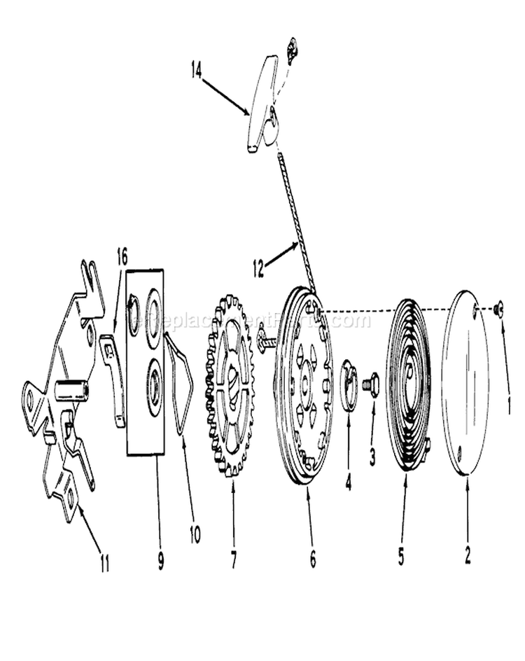 Rewind Starter No. 590519 Diagram and Parts List for 16380 0000001-0999999 - 1980 Toro Lawn Mower