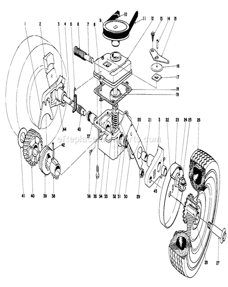 Gear Box Assembly Diagram and Parts List for 16380 9000001-9999999 - 1979 Toro Lawn Mower