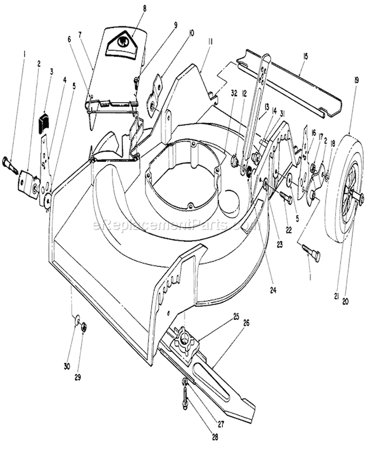 Housing Assembly Diagram and Parts List for 16400 4900001-4999999 - 1994 Toro Lawn Mower