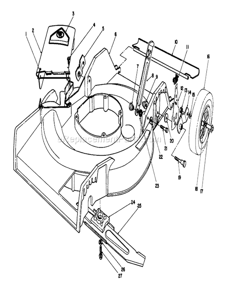 Housing Assembly Diagram and Parts List for 16401 39000001-39999999 - 1993 Toro Lawn Mower