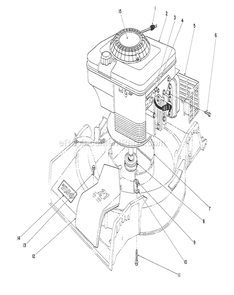 Engine Assembly Diagram and Parts List for 16401 4900001-4999999 - 1994 Toro Lawn Mower