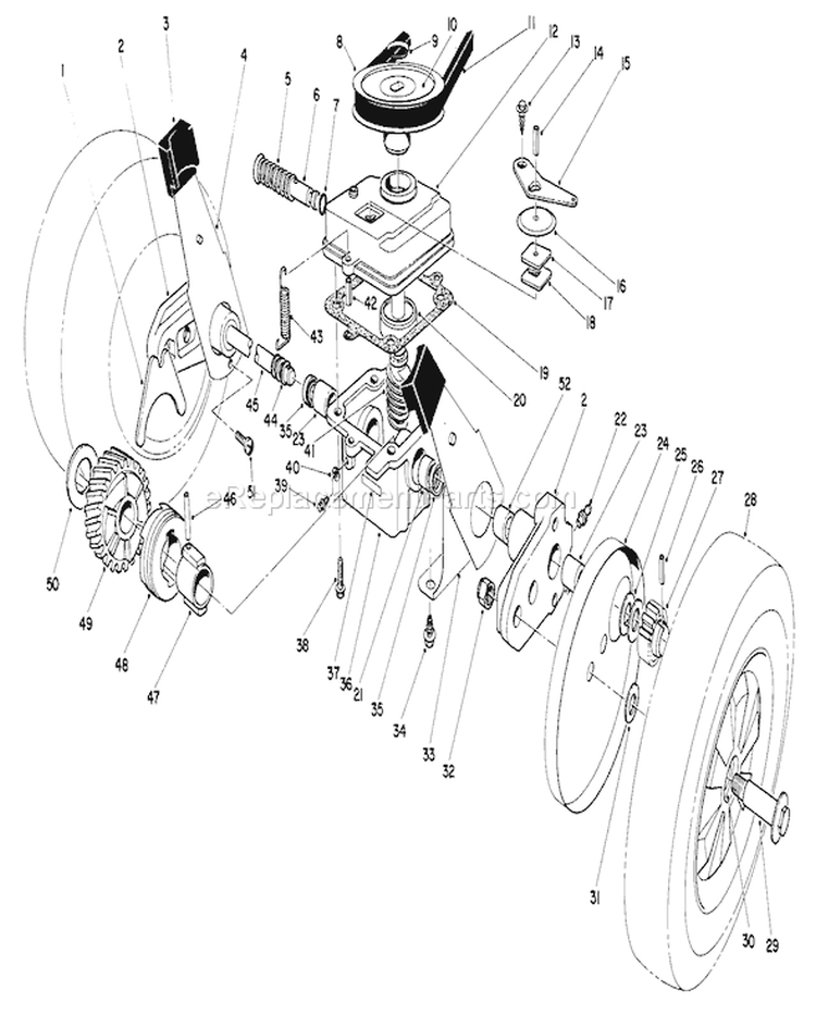 Gear Case Assembly Diagram and Parts List for 16401 4900001-4999999 - 1994 Toro Lawn Mower