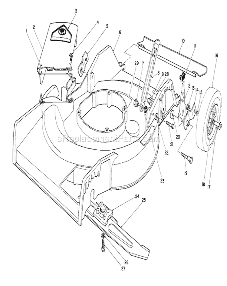 Housing Assembly Diagram and Parts List for 16401 4900001-4999999 - 1994 Toro Lawn Mower