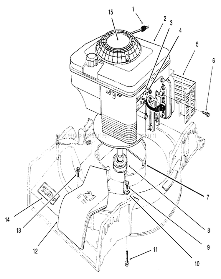 Engine Assembly Diagram and Parts List for 16401 7900001-7999999 - 1997 Toro Lawn Mower