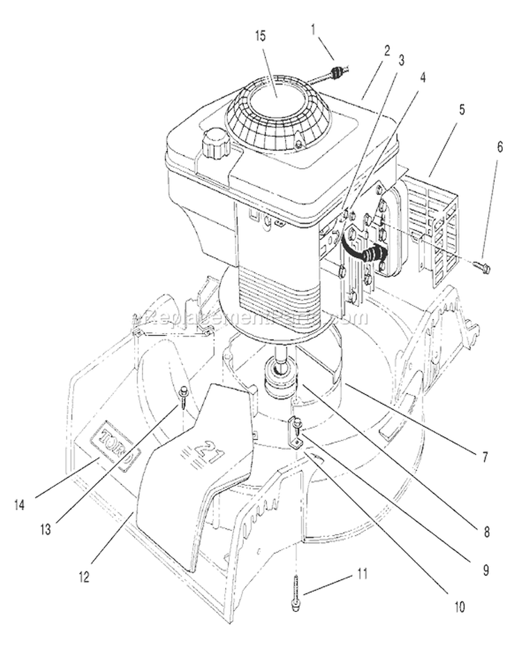Engine Assembly Diagram and Parts List for 16401 890000001-899999999 - 1998 Toro Lawn Mower