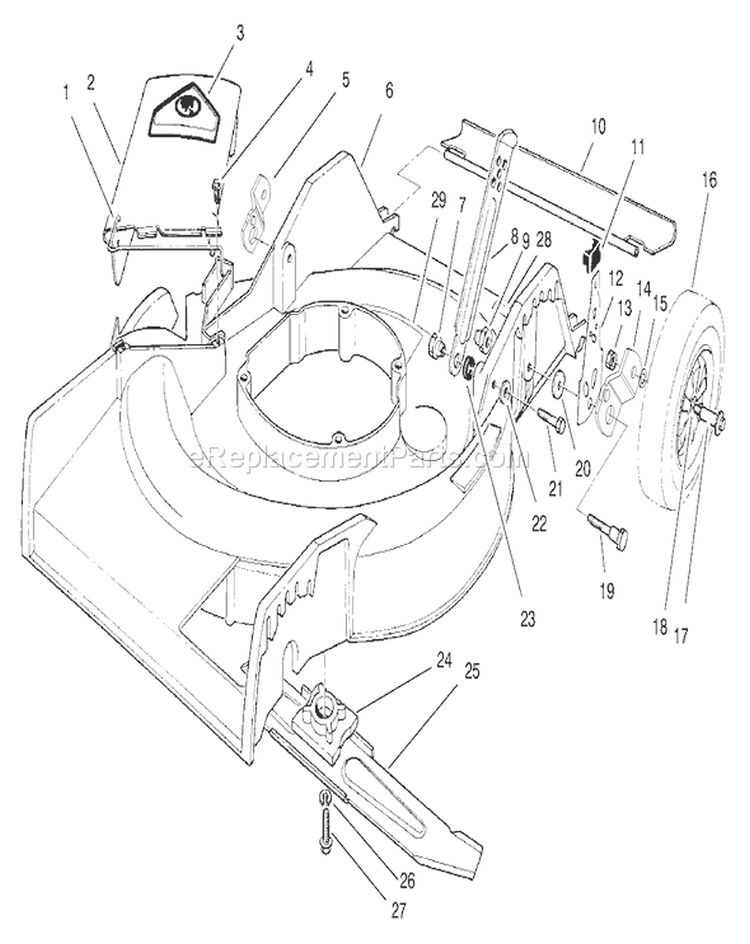 Housing Assembly Diagram and Parts List for 16401 890000001-899999999 - 1998 Toro Lawn Mower