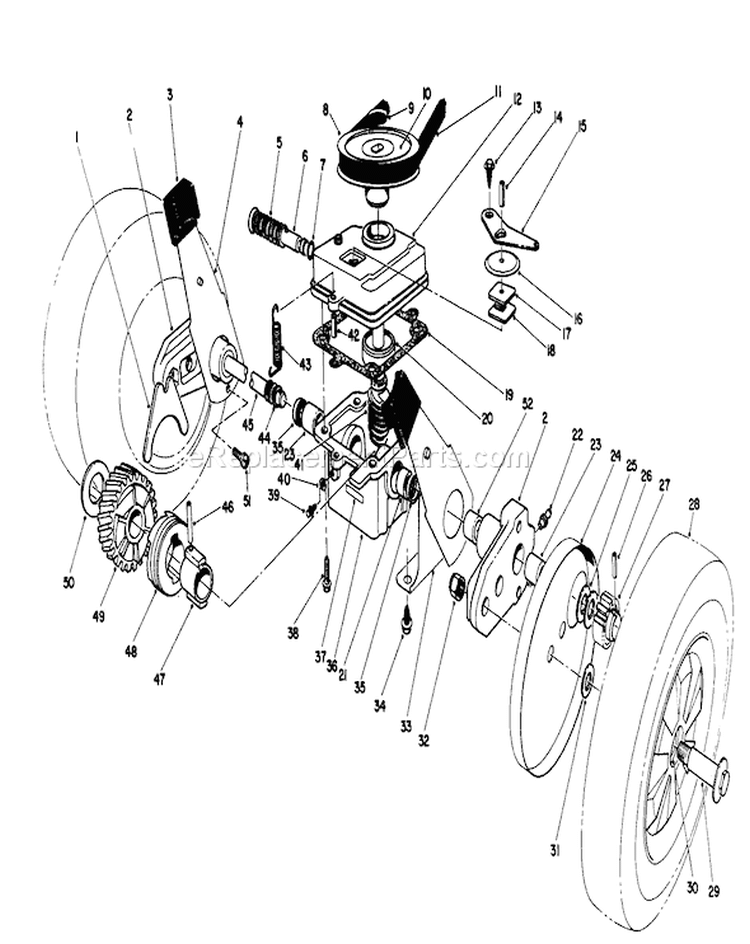 Gear Case Assembly Diagram and Parts List for 16402 1000001-1999999 - 1991 Toro Lawn Mower