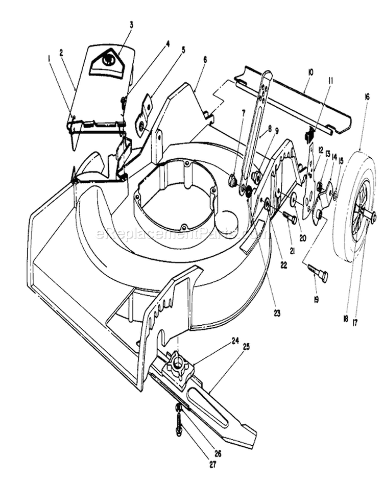 Housing Assembly Diagram and Parts List for 16402 1000001-1999999 - 1991 Toro Lawn Mower