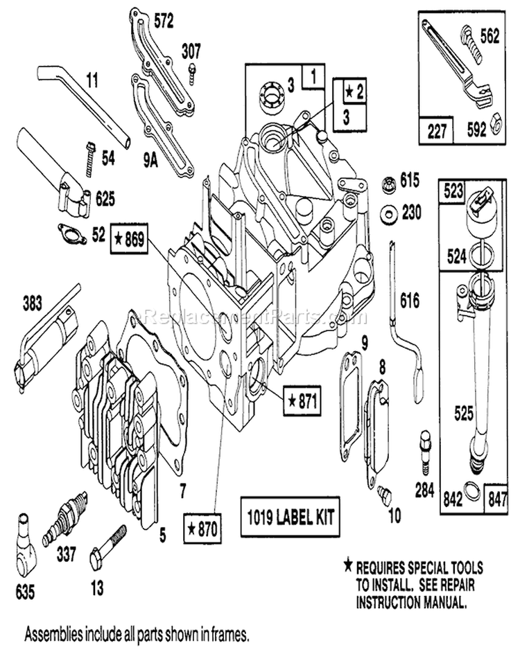Engine Diagram and Parts List for 16402 1000001-1999999 - 1991 Toro Lawn Mower