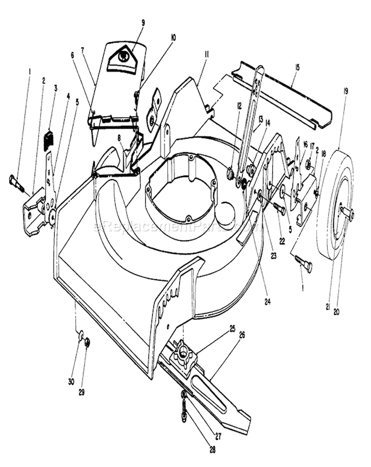 Housing Assembly Diagram and Parts List for 16403 1000001-1999999 - 1991 Toro Lawn Mower