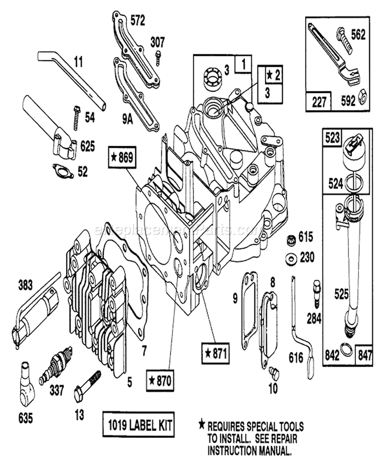 Engine Diagram and Parts List for 16403 1000001-1999999 - 1991 Toro Lawn Mower