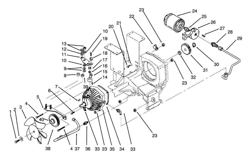 Hydrostatic Transmission Diagram and Parts List for 73401 4900001 - 4999999 Toro Lawn Tractor