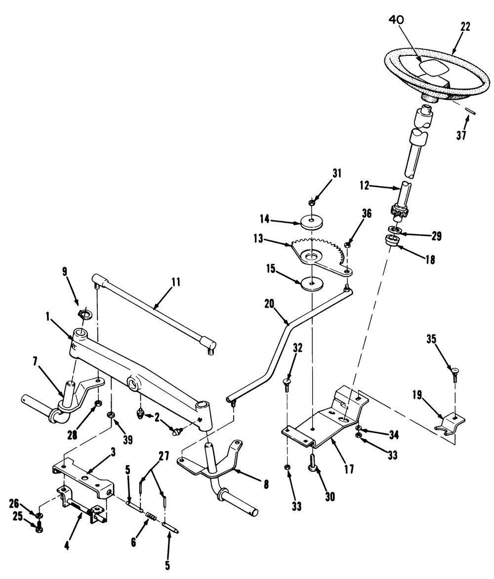 Front Axle & Steering Assembly Diagram and Parts List for R2-12O502 2000001 - 2999999 Toro Lawn Tractor