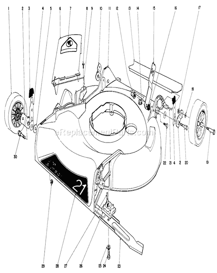 Housing Assembly Diagram and Parts List for 16570 3000001-3999999 - 1983 Toro Lawn Mower
