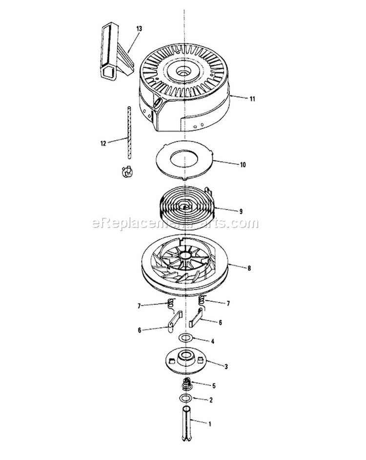 Rewind Starter No. 590621 Diagram and Parts List for 16575C 8000001-8999999 - 1988 Toro Lawn Mower