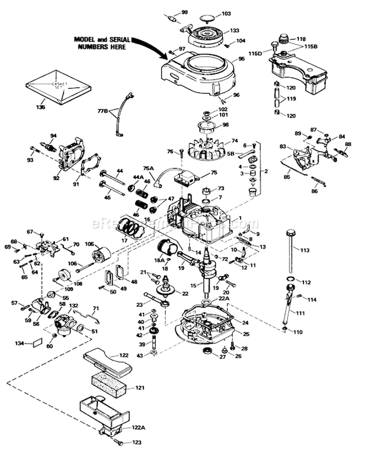 Engine Diagram and Parts List for 16575C 9000001-9999999 - 1989 Toro Lawn Mower