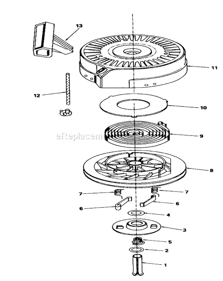 Rewind Starter No. 590621 Diagram and Parts List for 16575 7000001-7999999 - 1987 Toro Lawn Mower