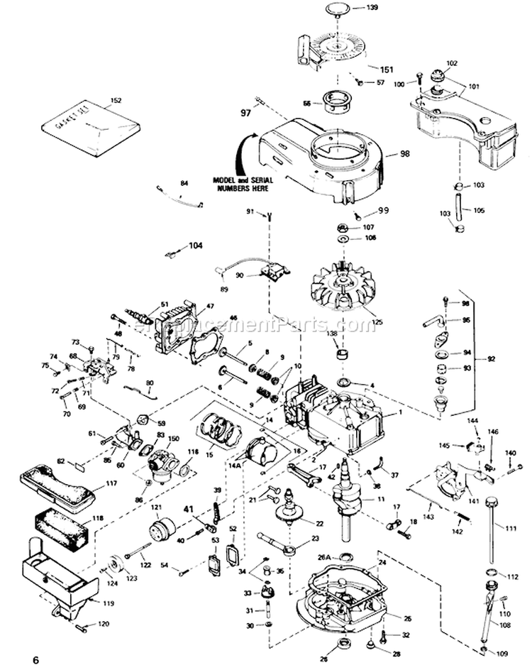 Engine Diagram and Parts List for 16575 8000001-8012678 - 1988 Toro Lawn Mower