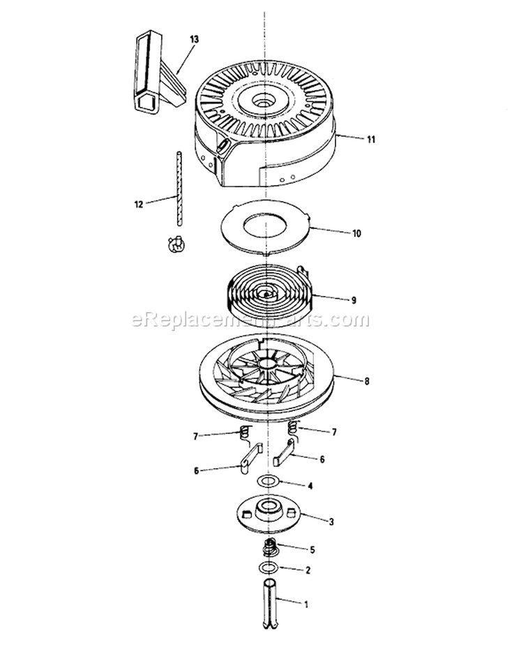 Rewind Starter No. 590621 Diagram and Parts List for 16575 8000001-8012678 - 1988 Toro Lawn Mower