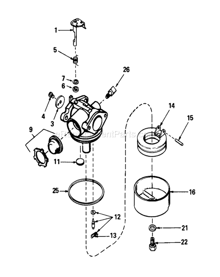 Carburetor Assembly Diagram and Parts List for 16575 8012679-8999999 - 1988 Toro Lawn Mower