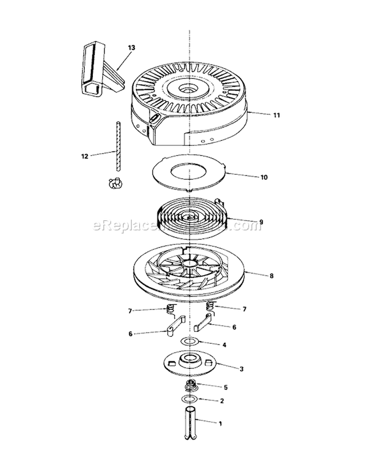 Rewind Starter No. 590621 Diagram and Parts List for 16575 0000001-0999999 - 1990 Toro Lawn Mower