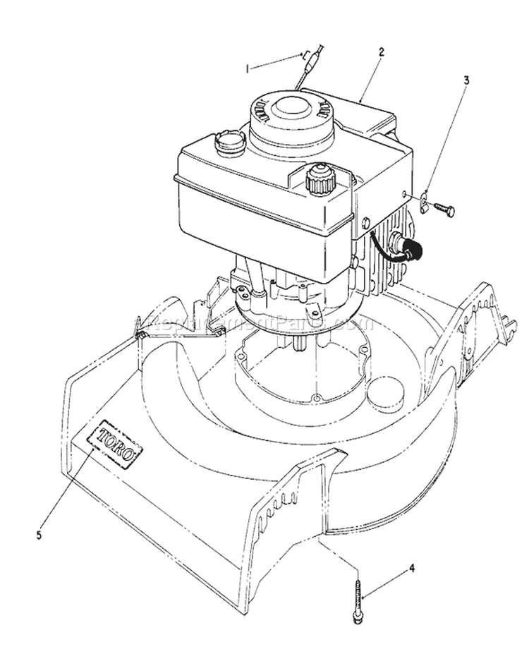 Engine Assembly Diagram and Parts List for 16576 0000001-0999999 - 1990 Toro Lawn Mower