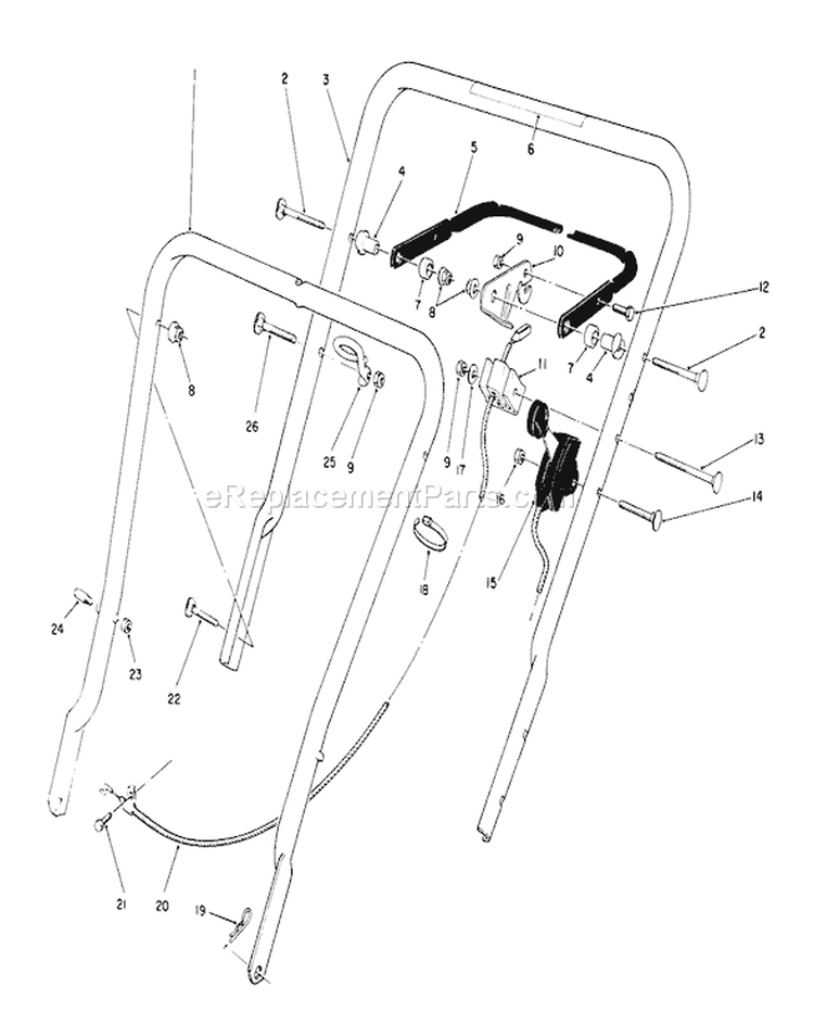 Handle Assembly Diagram and Parts List for 16576 0000001-0999999 - 1990 Toro Lawn Mower