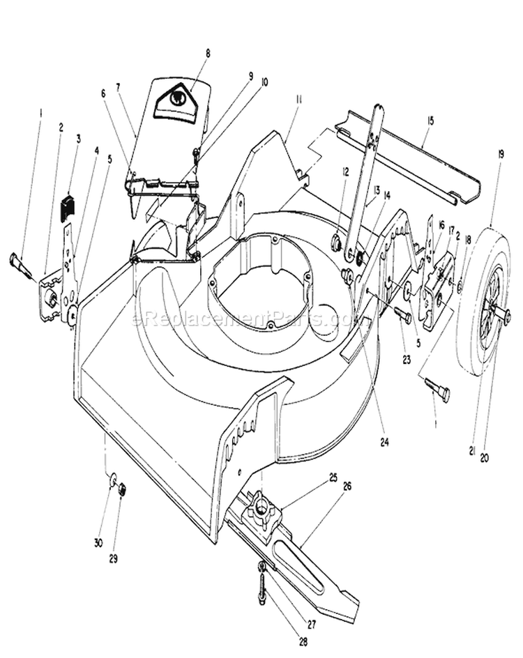 Housing Assembly Diagram and Parts List for 16576 0000001-0999999 - 1990 Toro Lawn Mower