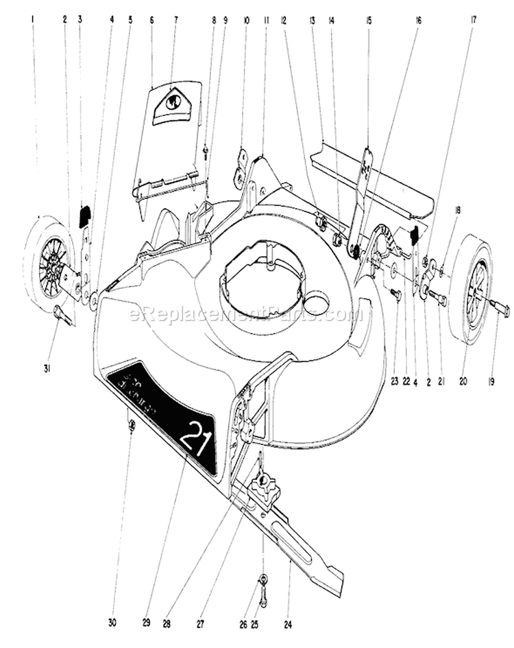 Housing Assembly Diagram and Parts List for 16580 3000001-3999999 - 1983 Toro Lawn Mower