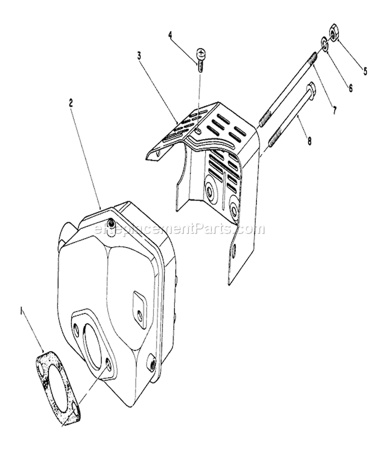 Muffler Assembly Diagram and Parts List for 16580 3000001-3999999 - 1983 Toro Lawn Mower