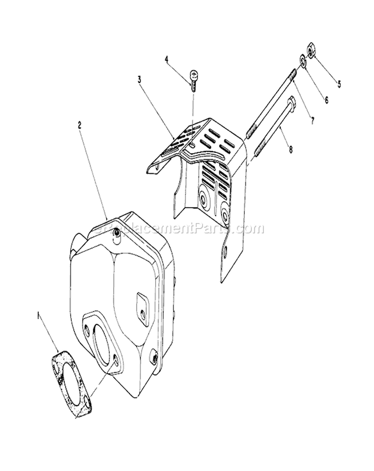 Muffler Assembly Diagram and Parts List for 16580 4000001-4999999 - 1984 Toro Lawn Mower