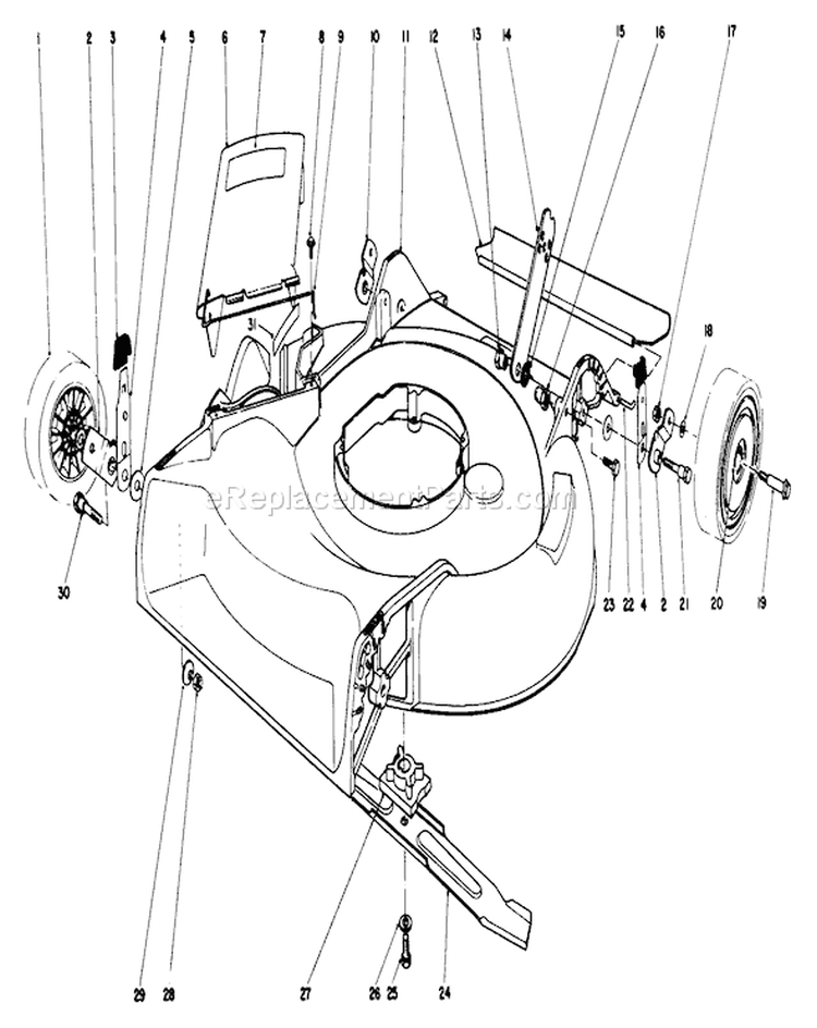 Housing Assembly Diagram and Parts List for 16585C 8000001-8999999 - 1988 Toro Lawn Mower