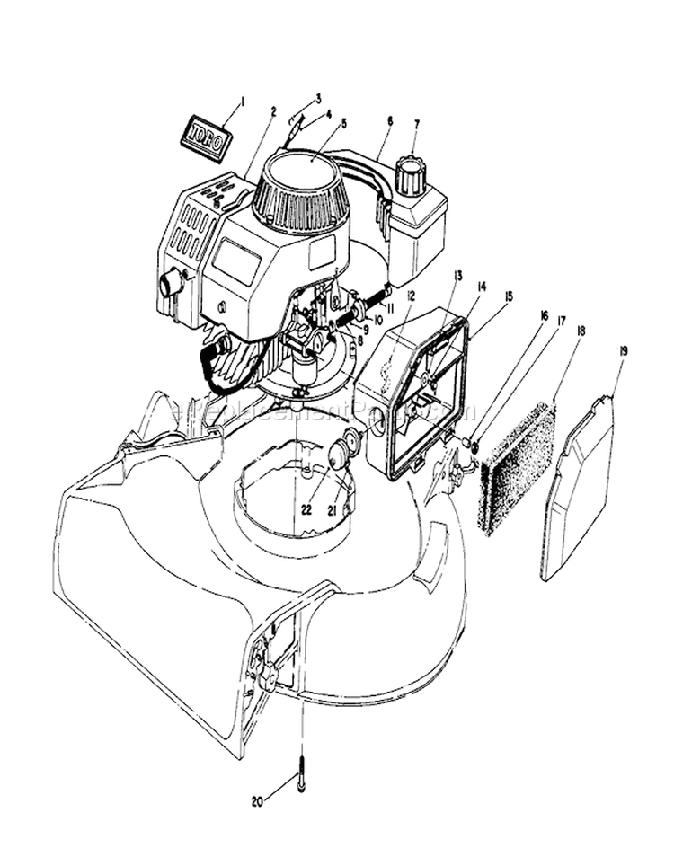 Engine Diagram and Parts List for 16585C 8000001-8999999 - 1988 Toro Lawn Mower