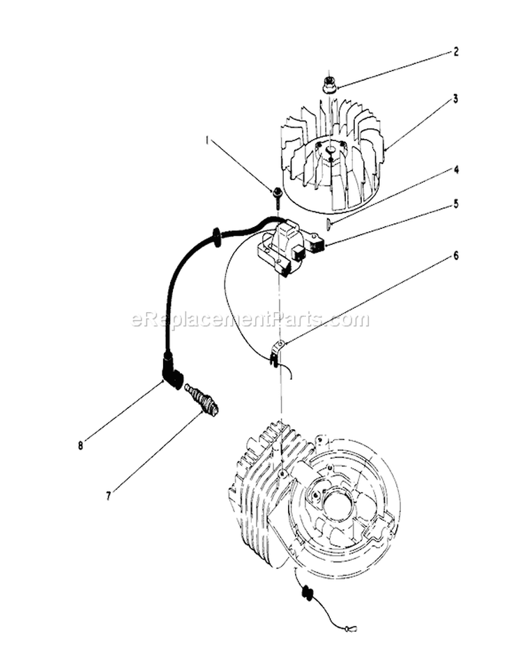 Ignition Assembly Diagram and Parts List for 16585C 9000001-9999999 - 1989 Toro Lawn Mower