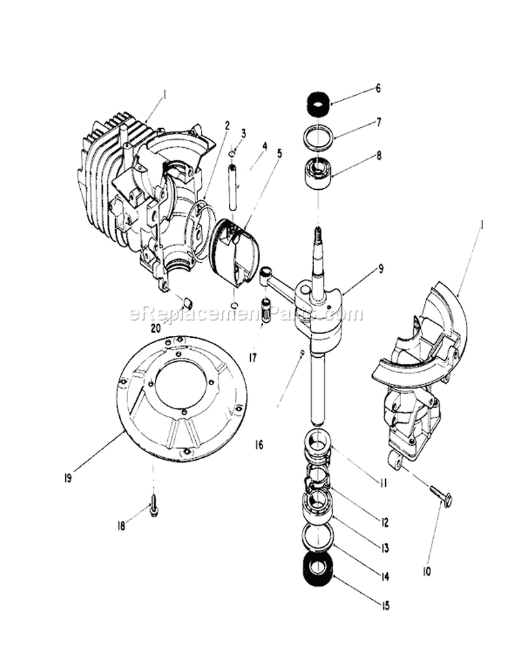 Crank Shaft Assembly Diagram and Parts List for 16585C 9000001-9999999 - 1989 Toro Lawn Mower