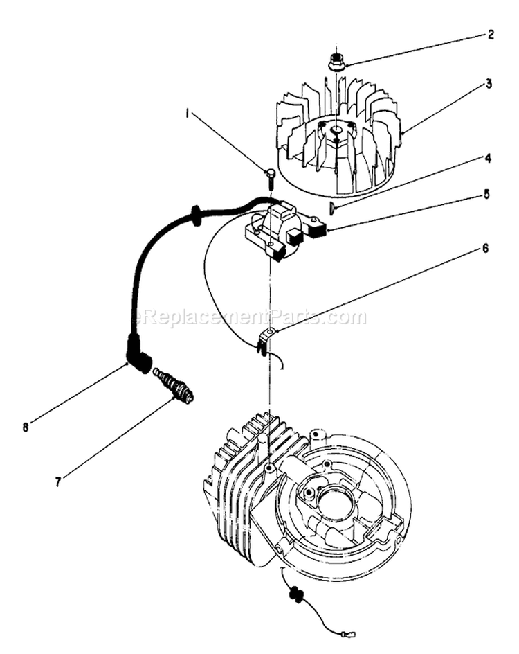 Ignition Assembly Diagram and Parts List for 16585 1000001-1999999 - 1991 Toro Lawn Mower