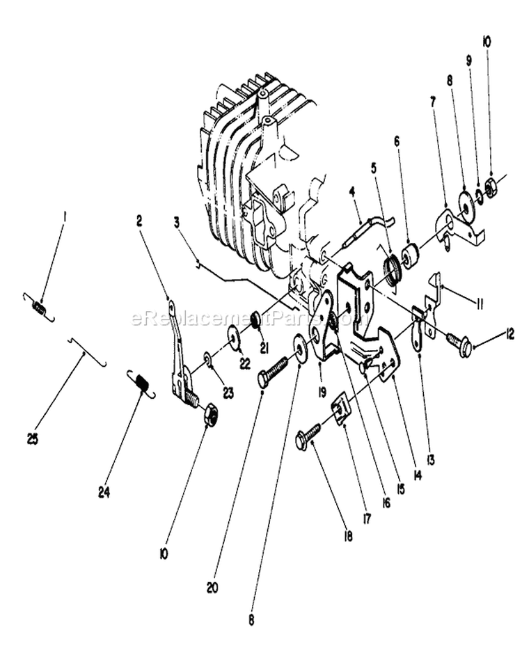Governor Assembly Diagram and Parts List for 16585 1000001-1999999 - 1991 Toro Lawn Mower