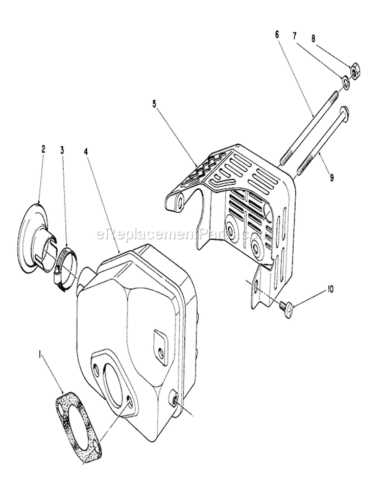 Muffler Assembly Diagram and Parts List for 16585 5000001-5999999 - 1985 Toro Lawn Mower