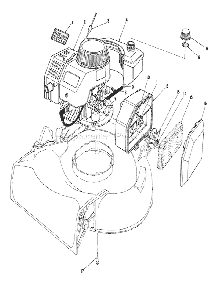 Engine Assembly Diagram and Parts List for 16585 5000001-5999999 - 1985 Toro Lawn Mower