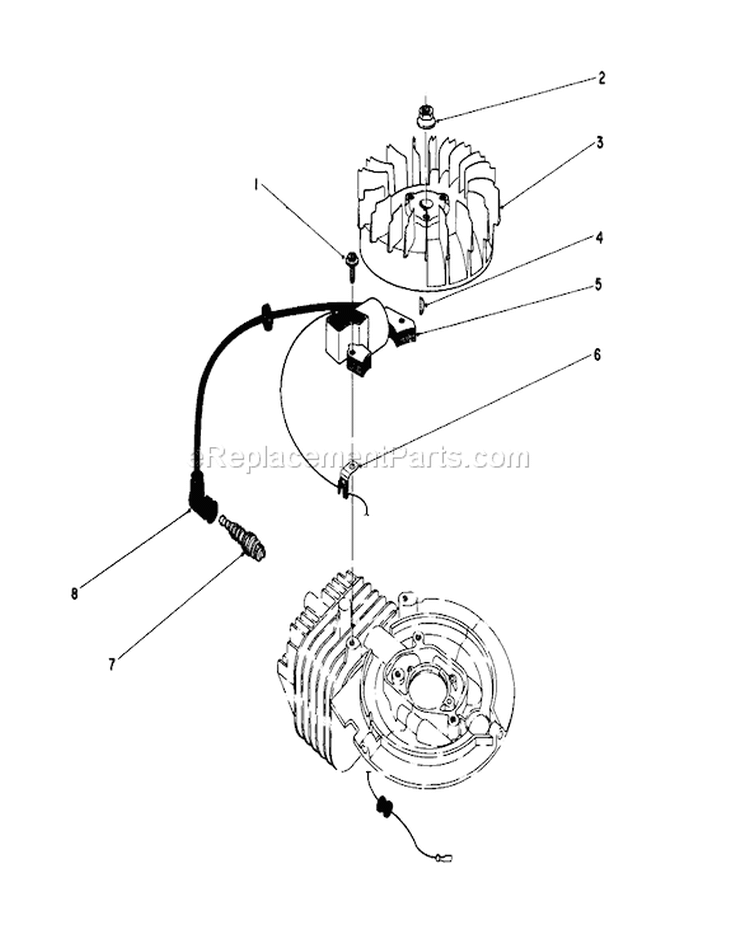 Flywheel and Magneto Assembly Diagram and Parts List for 16585 5000001-5999999 - 1985 Toro Lawn Mower
