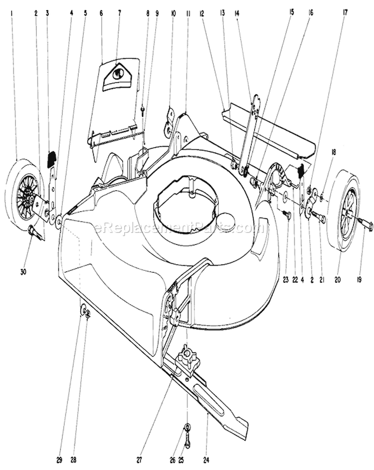 Housing Assembly Diagram and Parts List for 16585 6000001-6999999 - 1986 Toro Lawn Mower