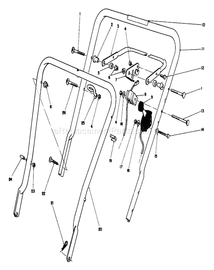 Handle Assembly Diagram and Parts List for 16585 7000001-7999999 - 1987 Toro Lawn Mower