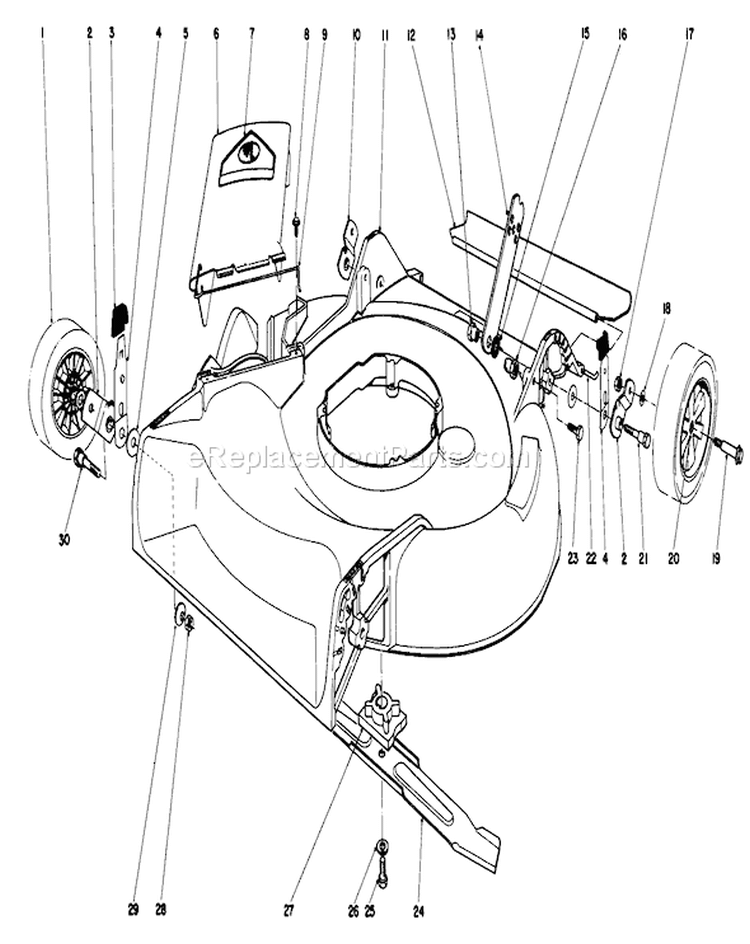 Housing Assembly Diagram and Parts List for 16585 7000001-7999999 - 1987 Toro Lawn Mower