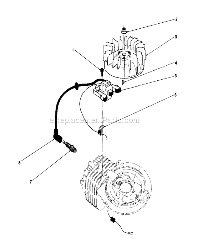 Ignition Assembly Diagram and Parts List for 16585 8000001-8004251 - 1988 Toro Lawn Mower