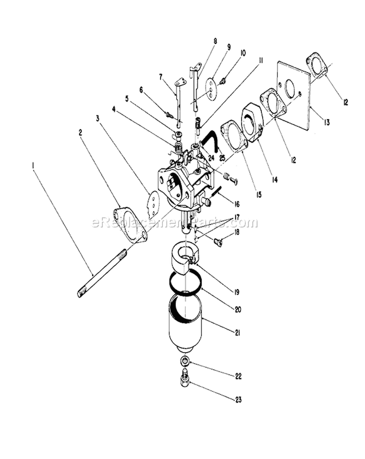 Carburetor Assembly Diagram and Parts List for 16585 8000001-8004251 - 1988 Toro Lawn Mower