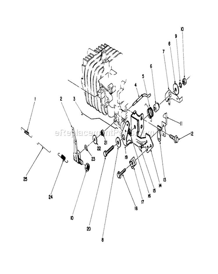 Governor Assembly Diagram and Parts List for 16585 8000001-8004251 - 1988 Toro Lawn Mower