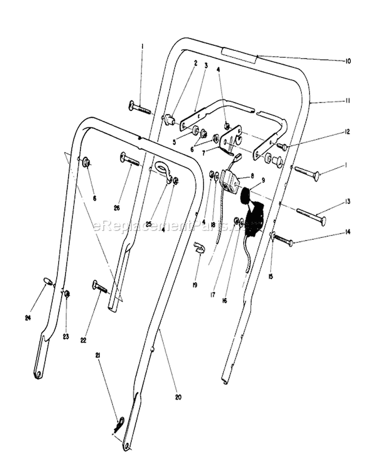 Handle Assembly Diagram and Parts List for 16585 8000001-8004251 - 1988 Toro Lawn Mower