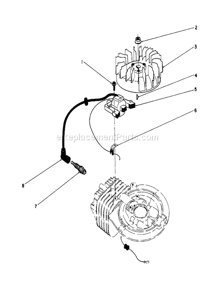 Ignition Assembly Diagram and Parts List for 16585 8004252-8999999 - 1988 Toro Lawn Mower