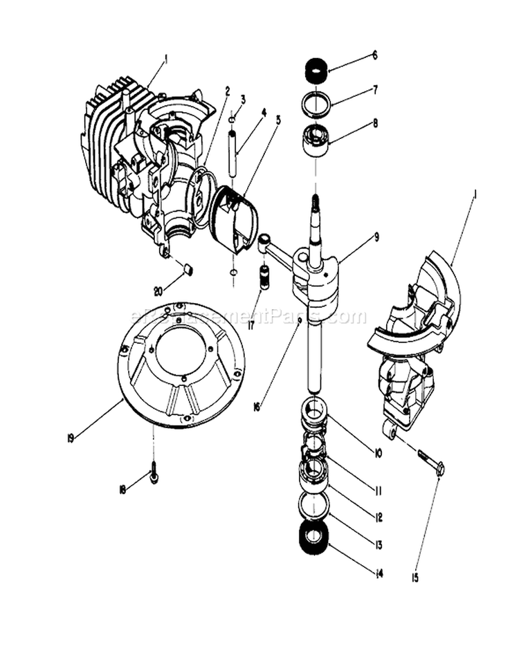 Crankshaft Assembly Diagram and Parts List for 16585 8004252-8999999 - 1988 Toro Lawn Mower