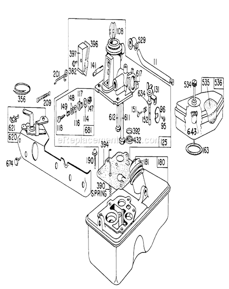 Carburetor Assembly Diagram and Parts List for 16600 8000001-8999999 - 1978 Toro Lawn Mower